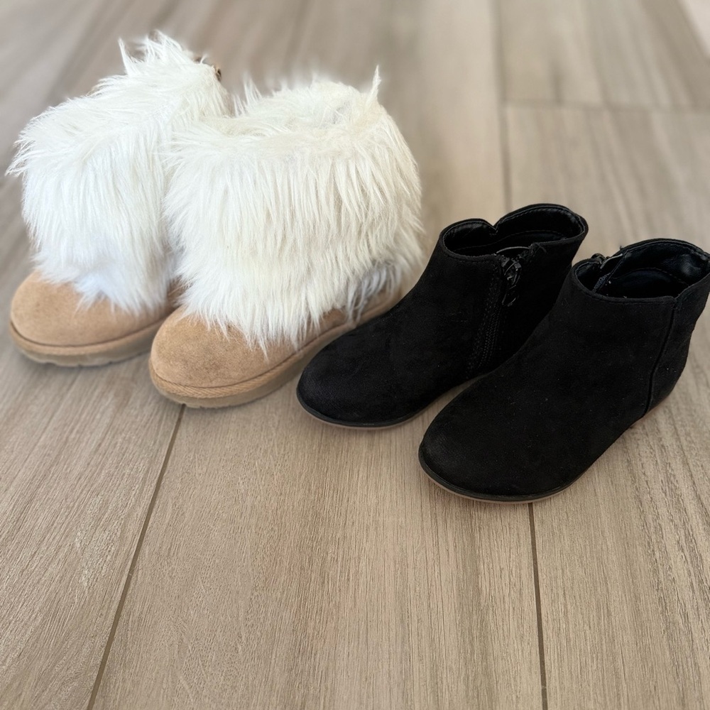 Faux Fur and Suede Boots Set toddler girls boot bundle